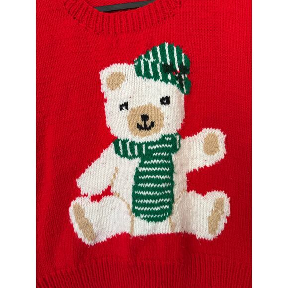 Vintage Red White Bear Christmas Kitschy Sweater Vest Large XL Quirky Holiday - Picture 3 of 3